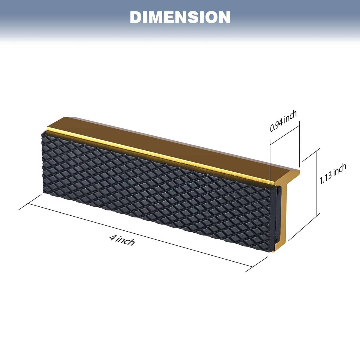 4-inch soft vise jaw pads cover, golden top bar with black textured body