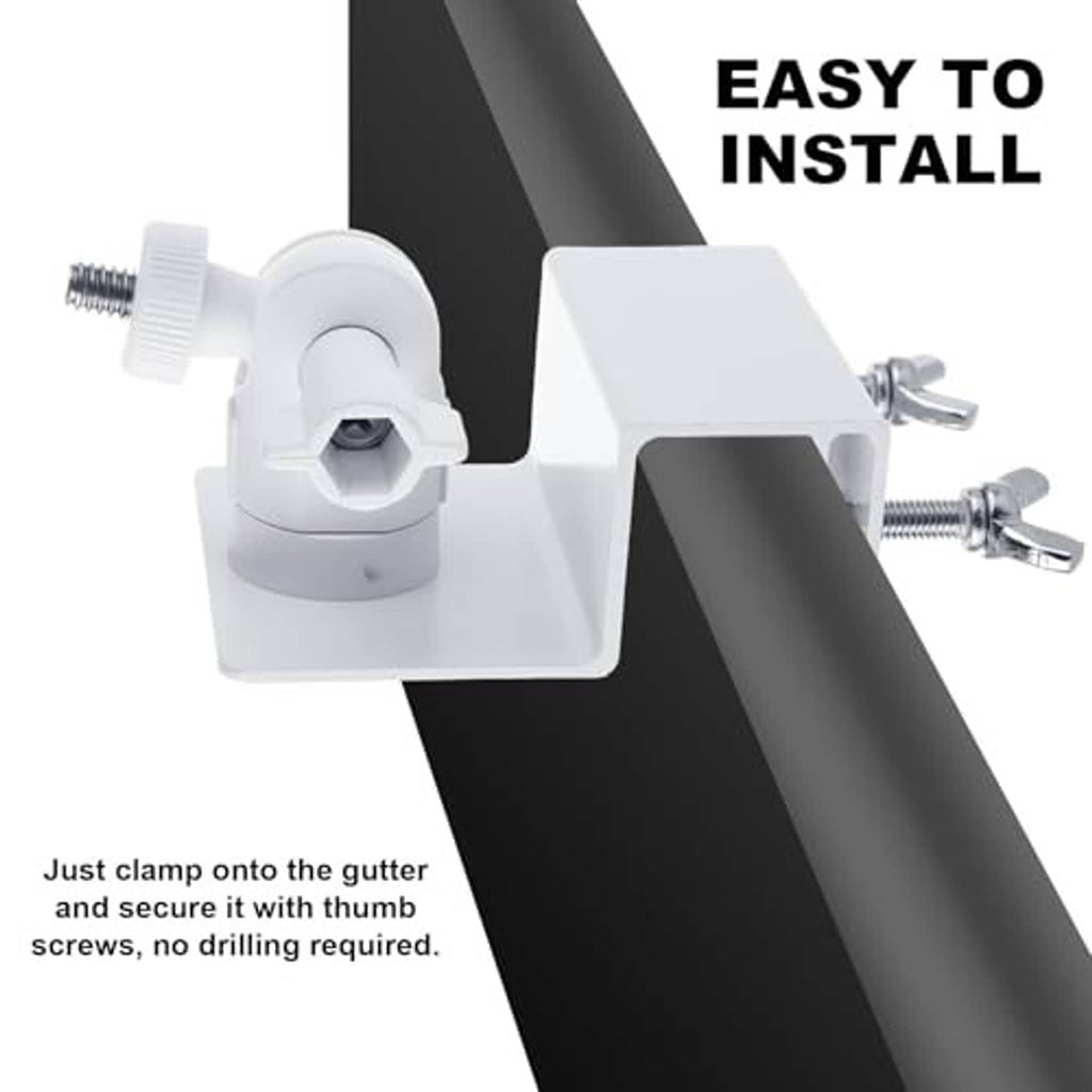 White solar panel gutter clamp with wing screws for quick attachment