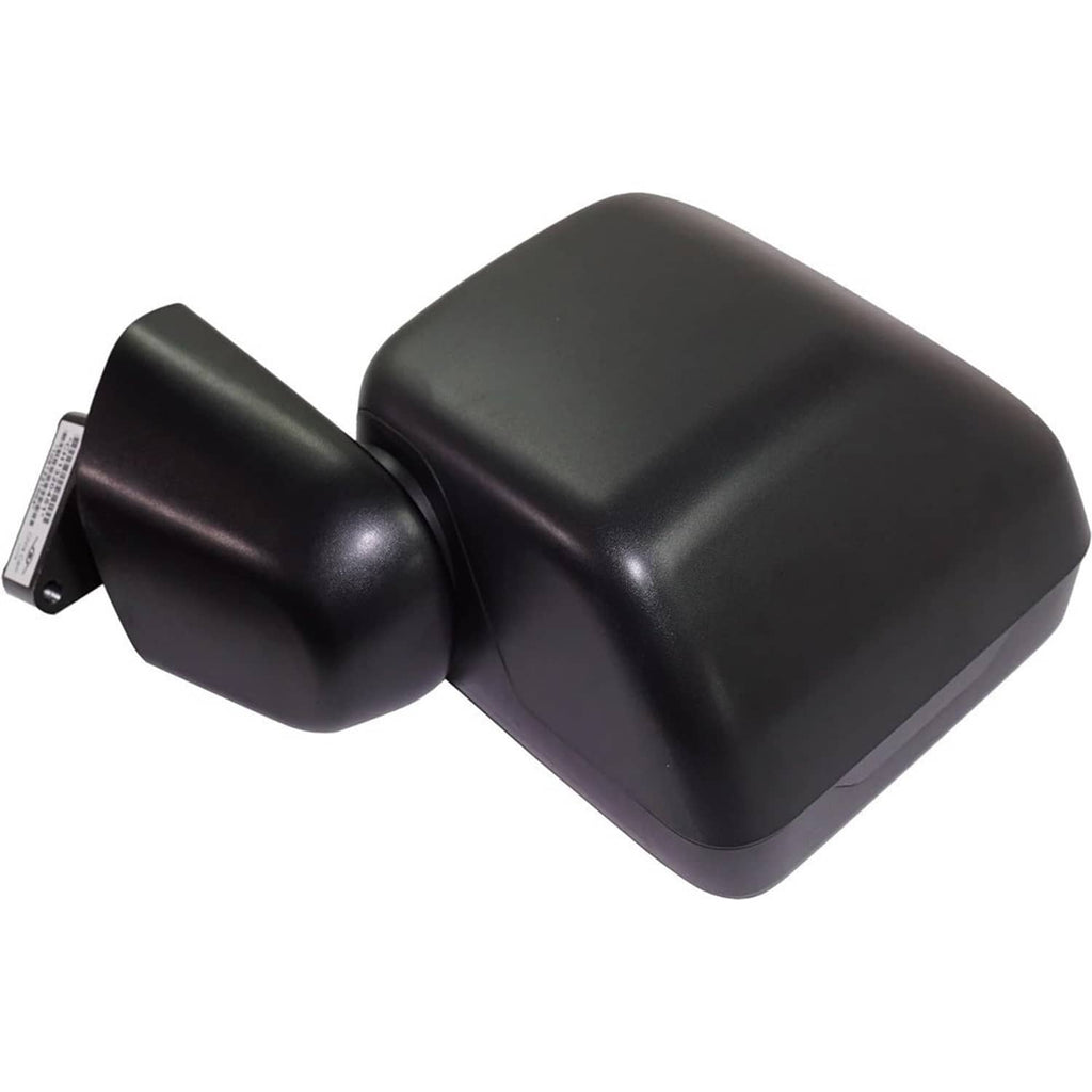 Black blind spot mirror housing with side-mounted indicator module, angled view