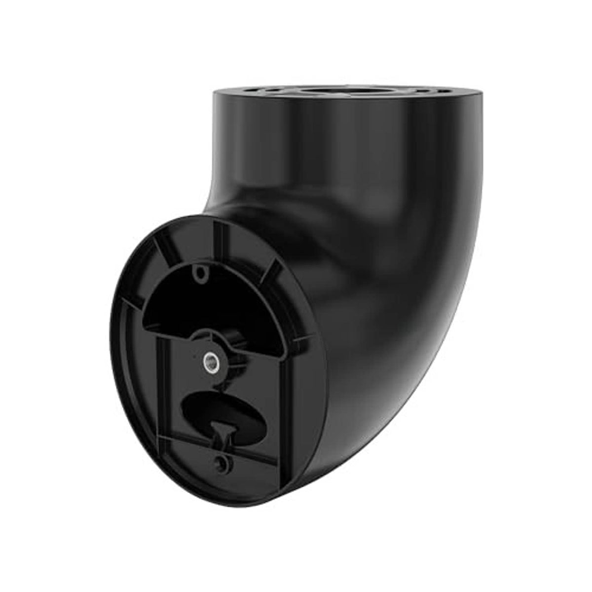Black eave mount adapter for floodlight cam with circular top plate and base