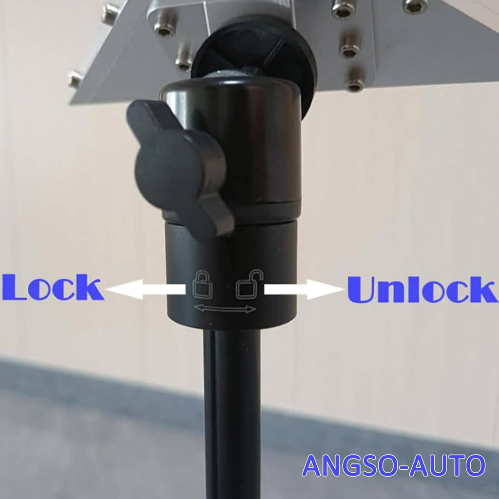 Lock and unlock switch on black swivel joint for adjustable radar reflector stand