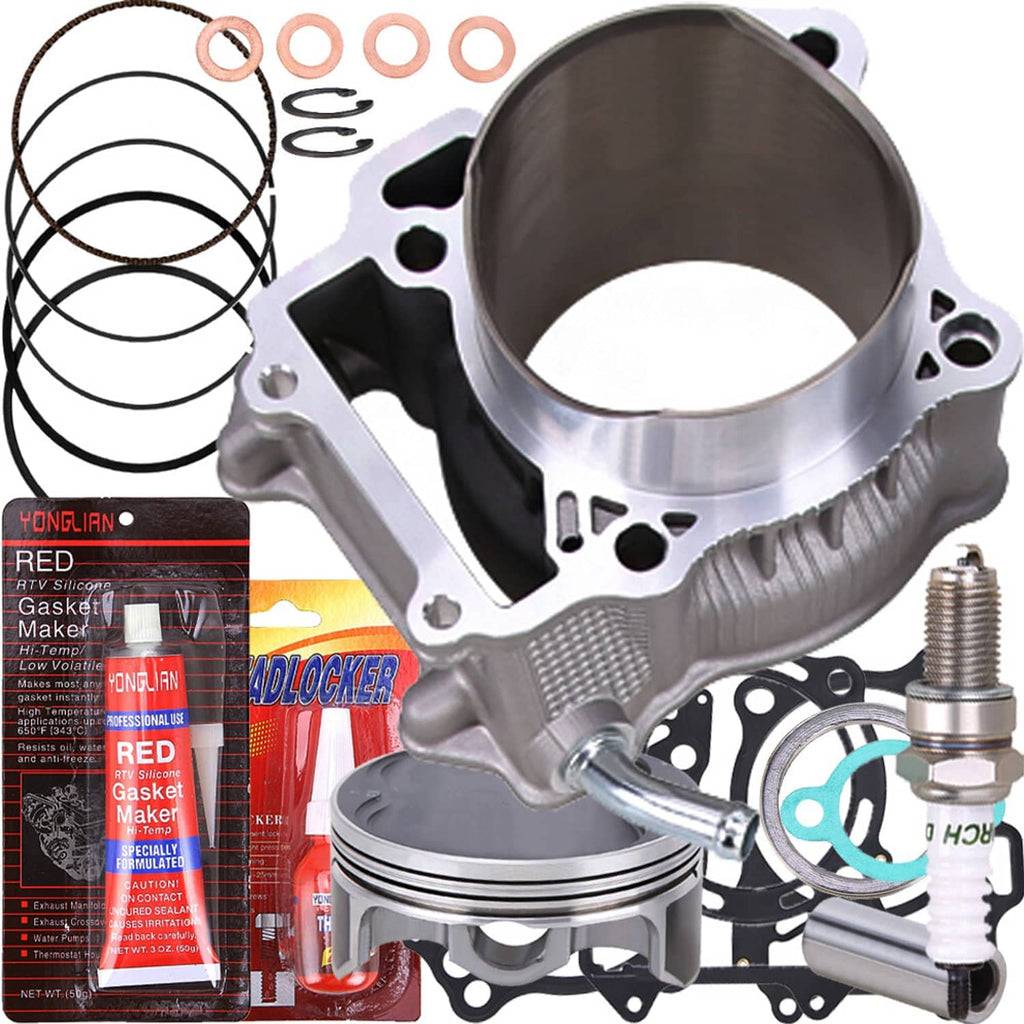 Aluminum big-bore cylinder and piston with gaskets and O-rings, silver gray kit