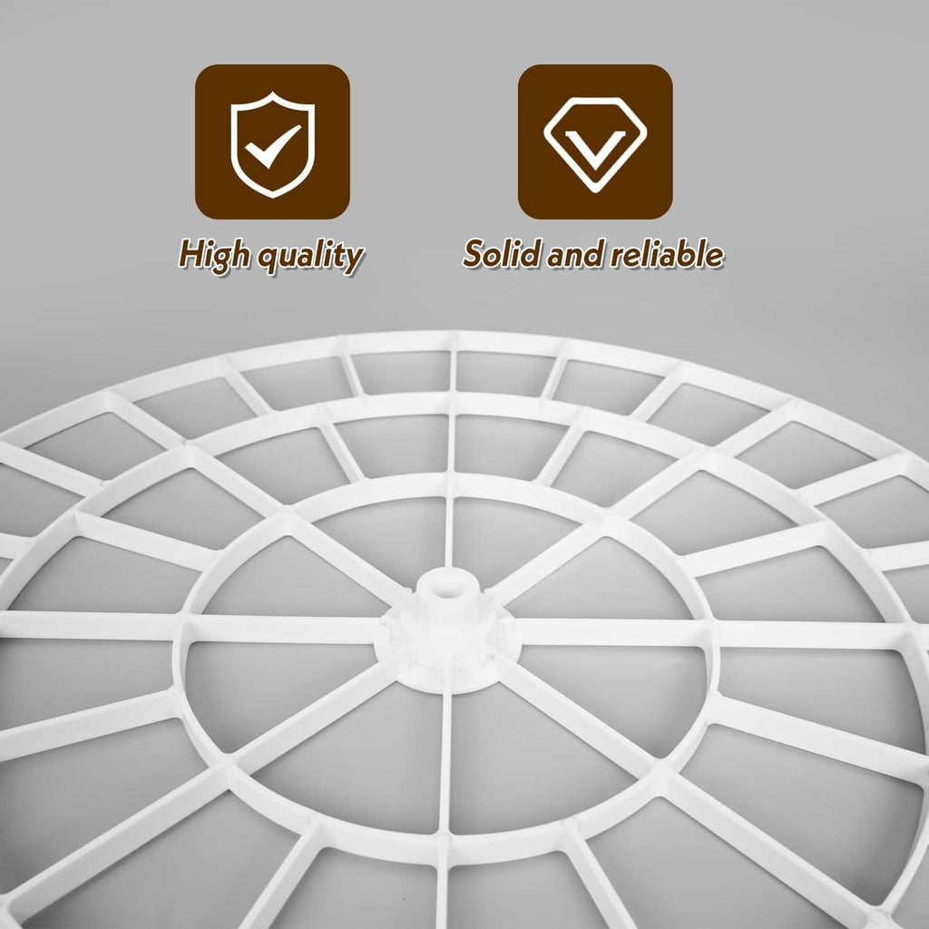 White circular egg tray close-up with central hub and radial dividers