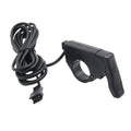 Black thumb throttle with cable and small electrical connector for e-scooters