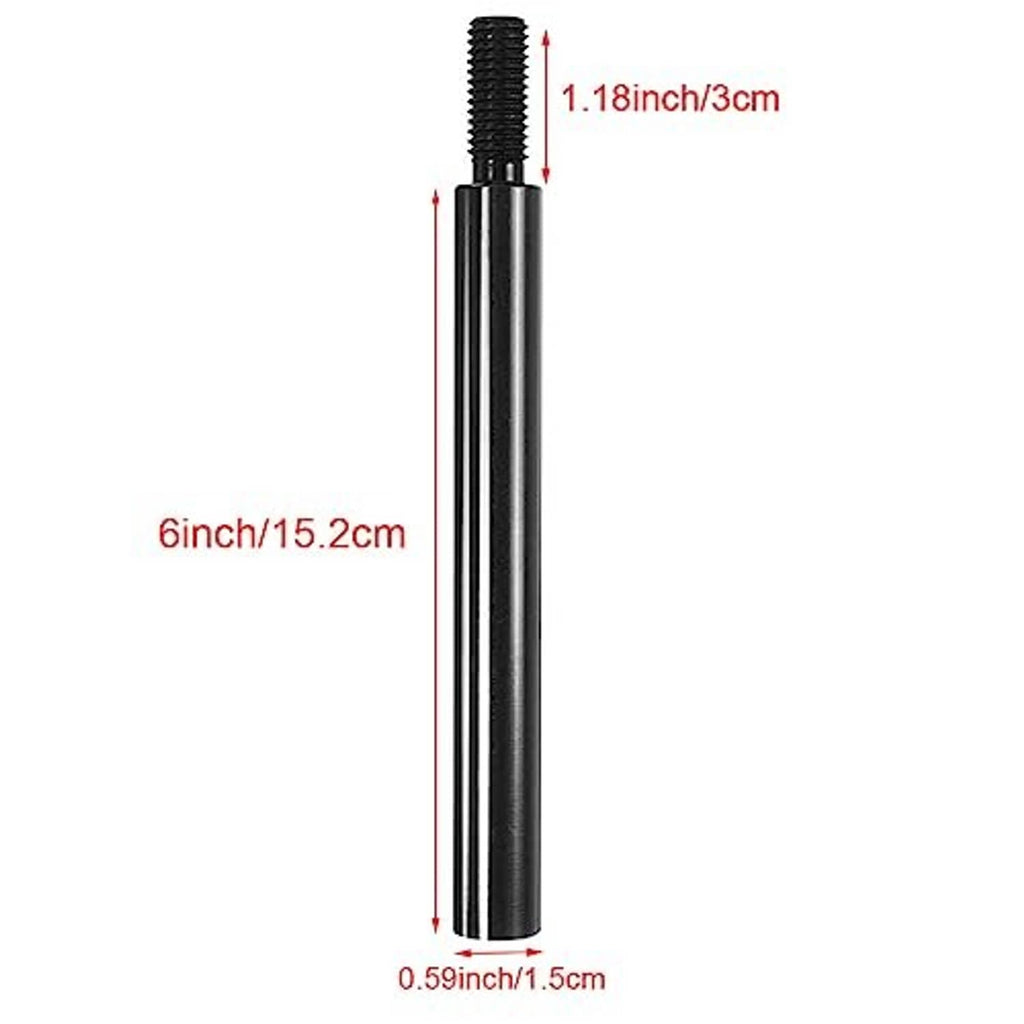 Black threaded shift knob extender with size markings: 6 inch and 1.18 inch diameter
