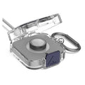 Gunmetal protective charger case cover with transparent lid and hanging carabiner ring