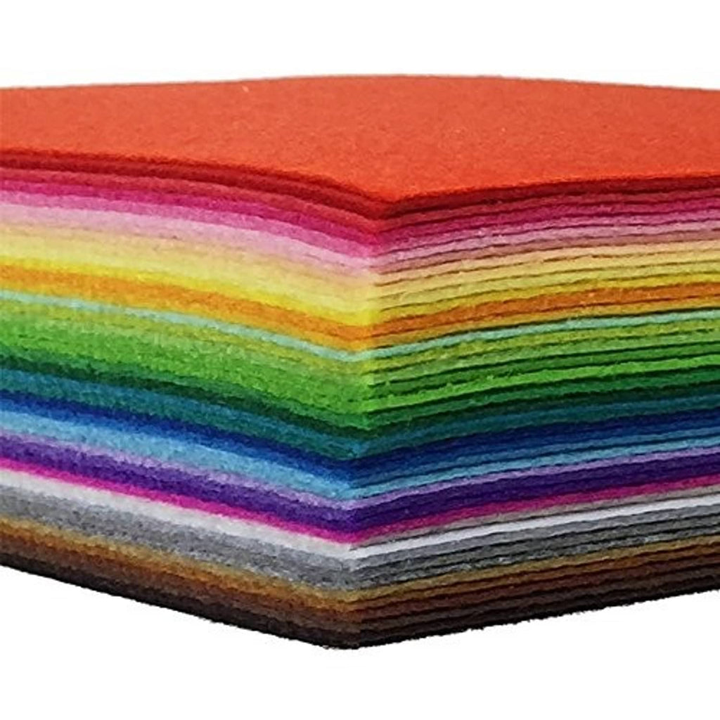 Felt fabric sheets stack with rainbow stripes and smooth square edges