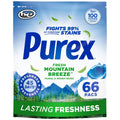 Purex 66-pack detergent pouch with Fresh Mountain Breeze and freshness badge