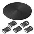 Black 3/4 in PP webbing roll with five dual adjustable side-release buckles