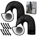 Black quilted AC hose insulation covers set with 2 end sleeves and elastic straps