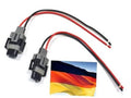 Wire harness with dual headlight connectors and red/black insulated leads