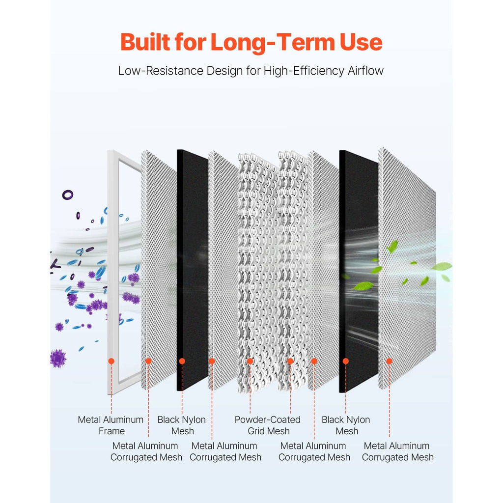 Aluminum-framed electrostatic air filter with gray mesh filtration media