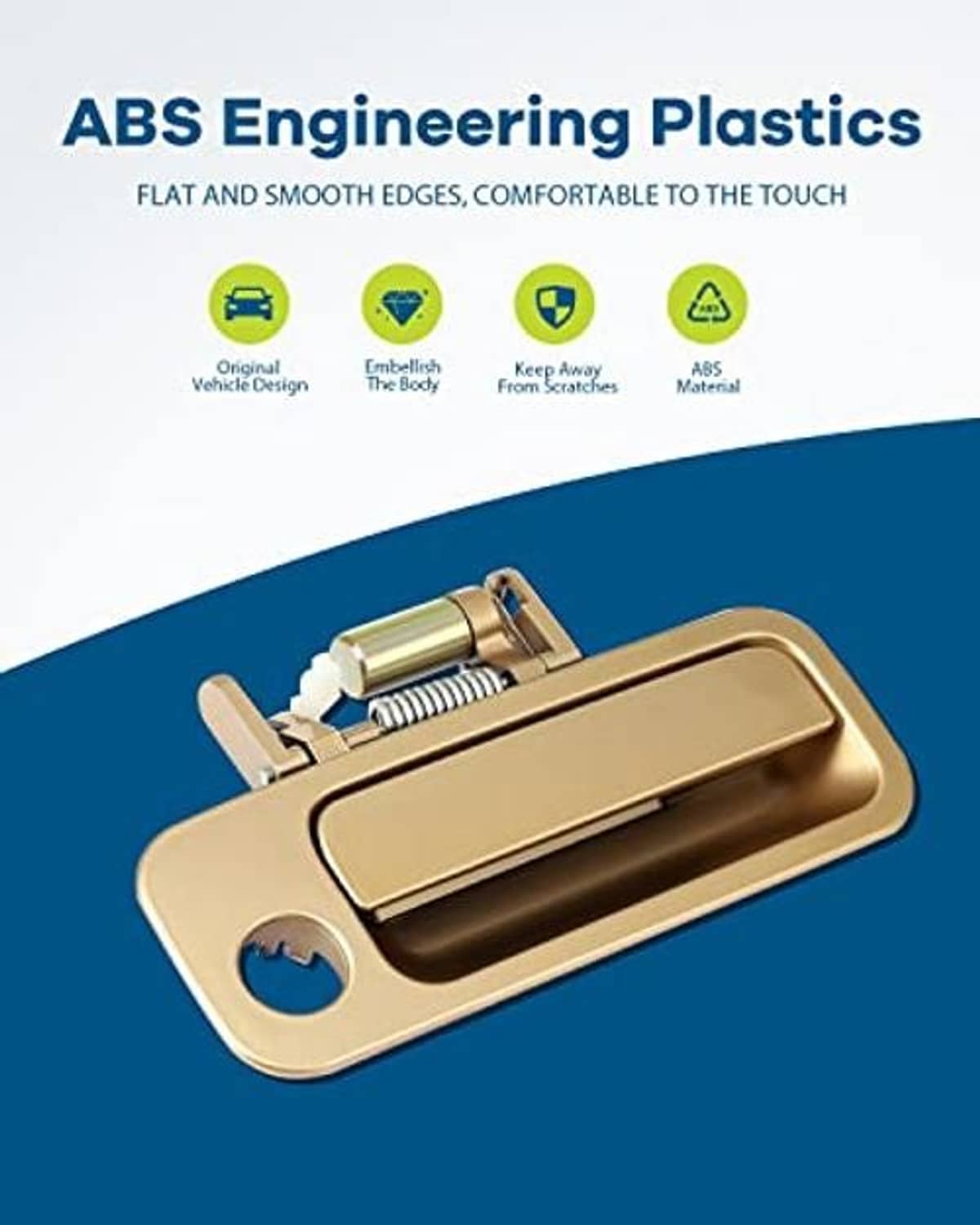 Tan door handle assembly with ABS housing and metal latch spring