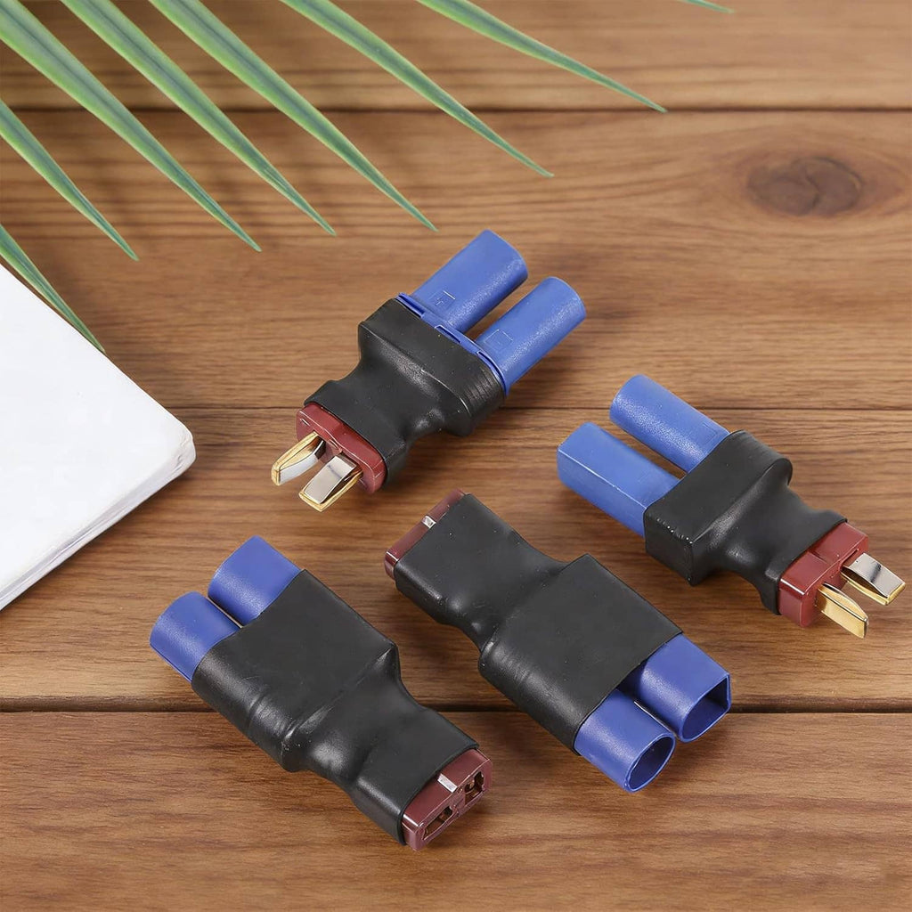 EC5 to T-plug adapter plugs set with black housings, blue caps, and red contacts