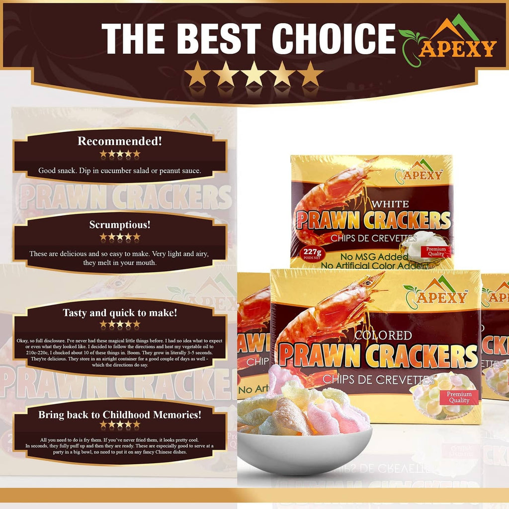 Apexy prawn crackers chips packs with bowl of colored chips