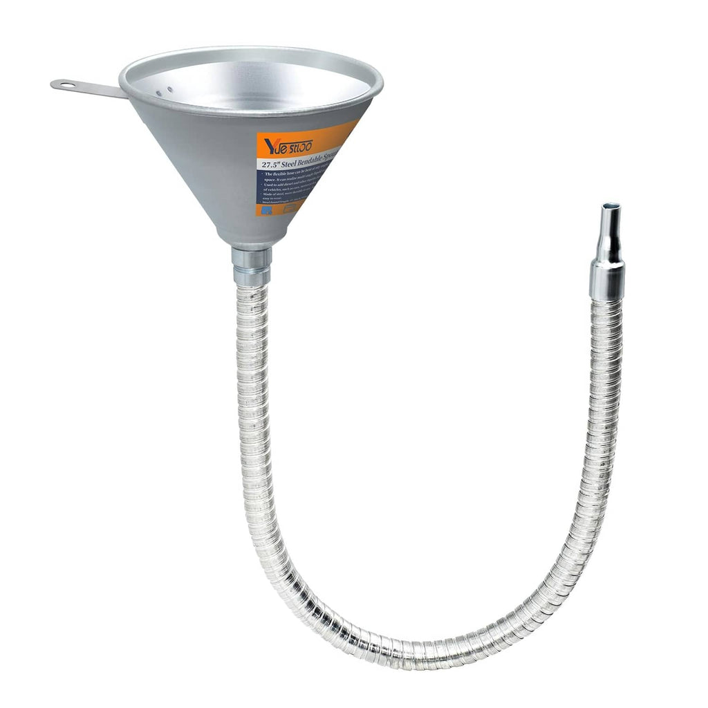 RivetOak Yuesstloo 27.56" Steel Bendable Spout Funnel with Filter for All Silver