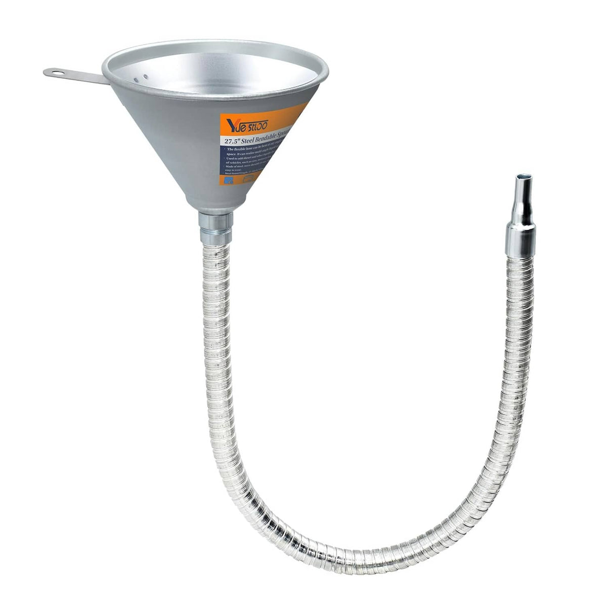RivetOak Yuesstloo 27.56" Steel Bendable Spout Funnel with Filter for All Silver