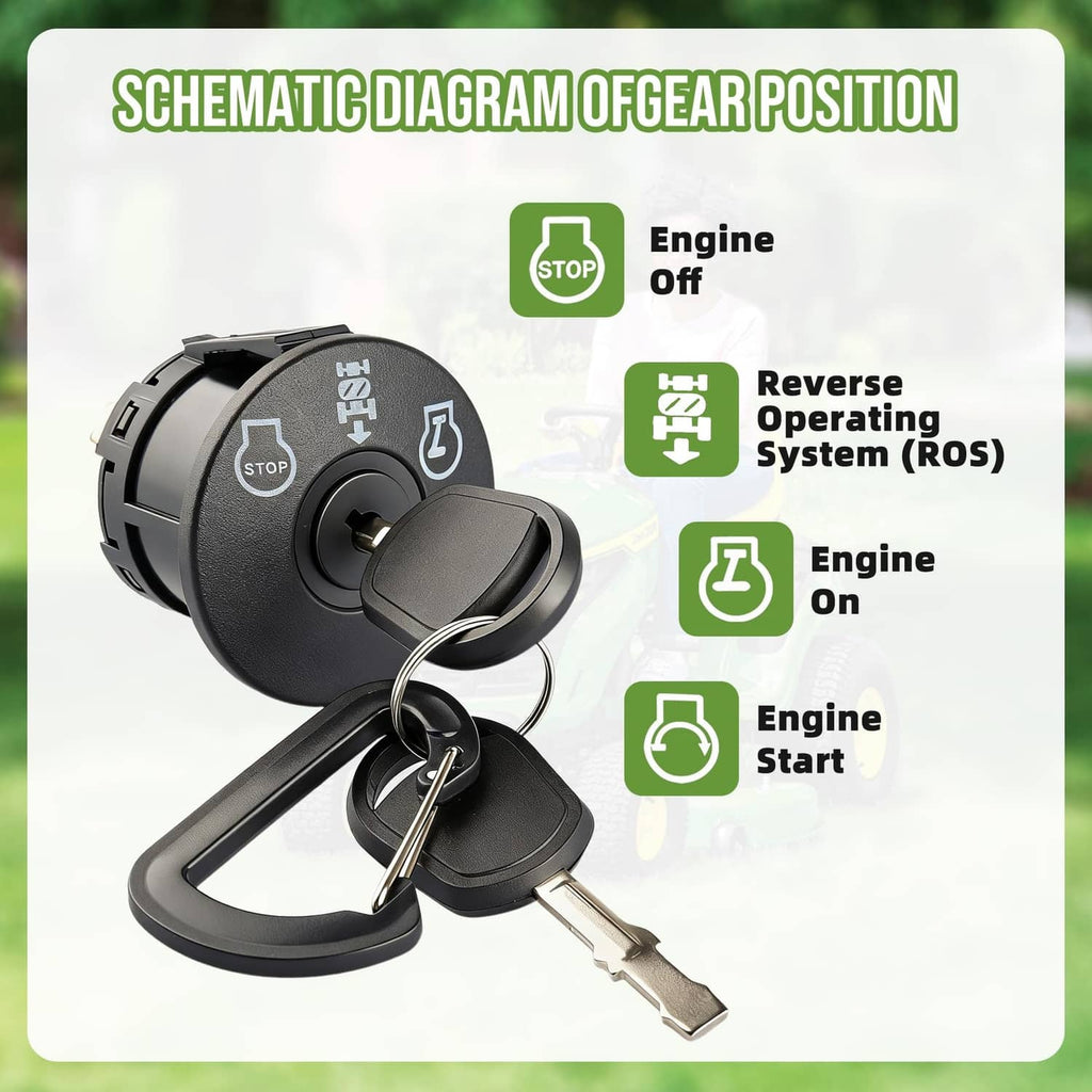 Black ignition switch with key and two matching keys