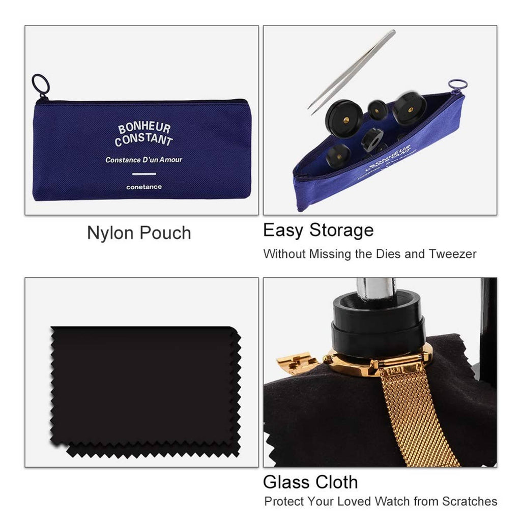 Nylon pouch and glass cloth for storing watch press dies and repair tools