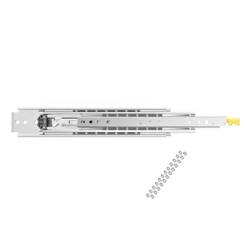 Heavy-duty drawer slide set with soft-close mechanism, full-extension ball bearings