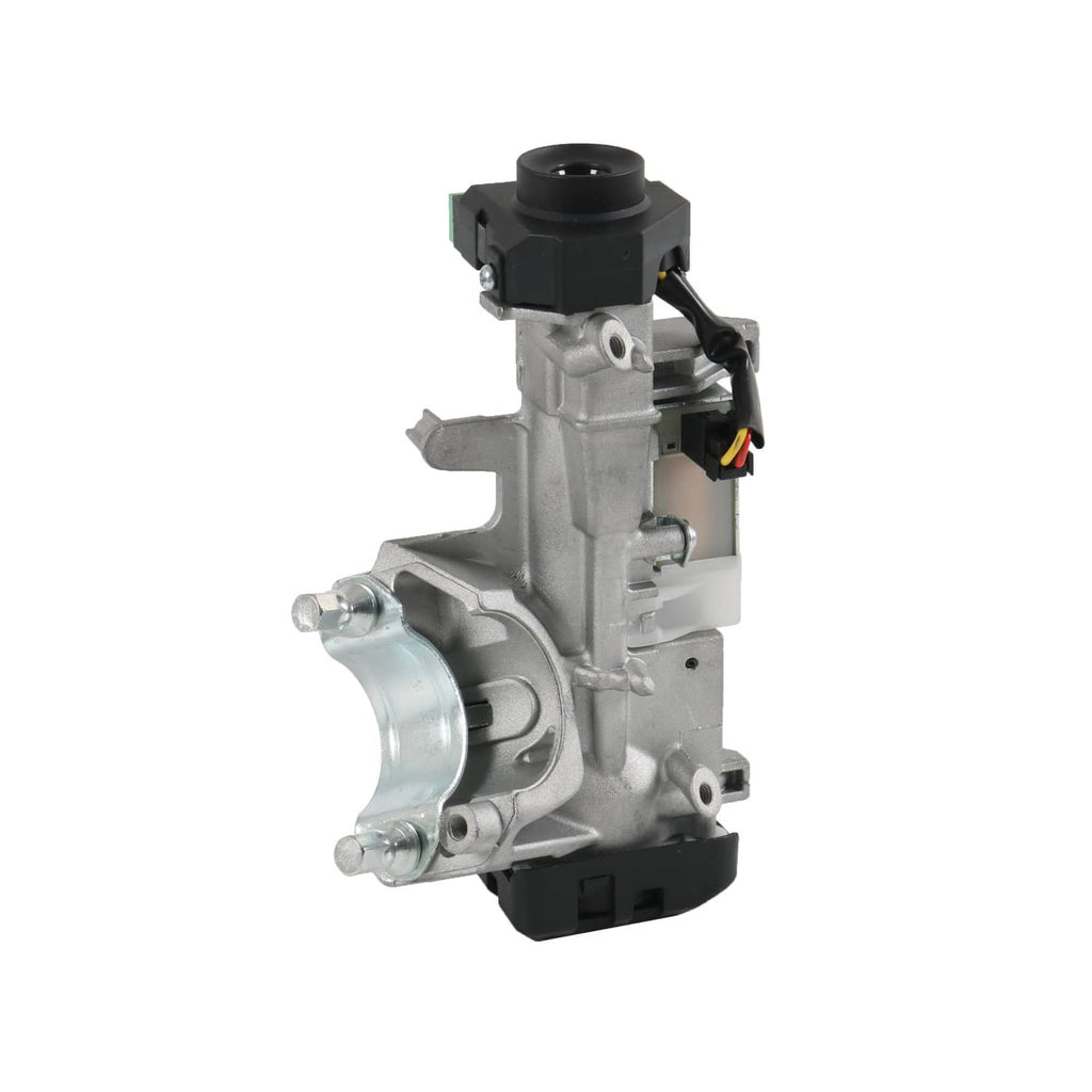 Ignition switch lock cylinder with mounting bracket, silver body and black base