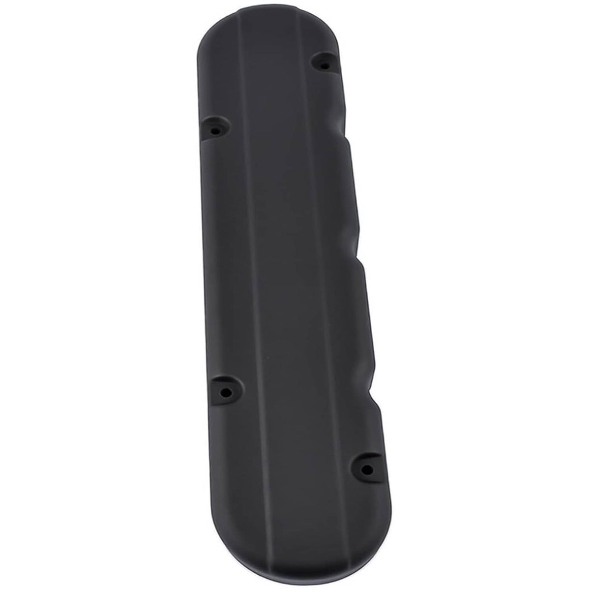 Single dark valve cover with bolt holes, smooth protective finish for coil mounting