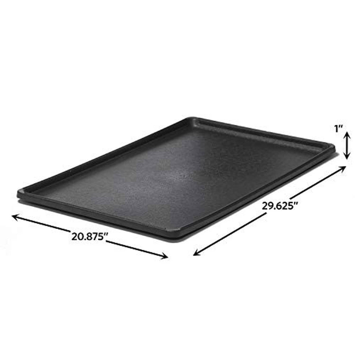 Dark dog crate replacement pan with rounded corners, shown with size markings