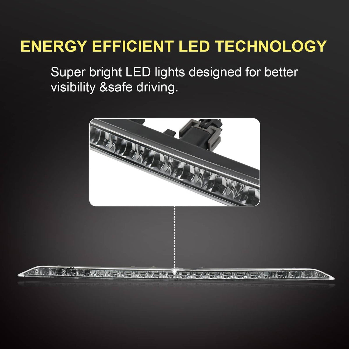 LED third brake light bar with clear lens and internal light array