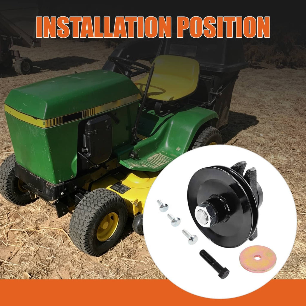 Lawn mower spindle installation position with spindle parts shown
