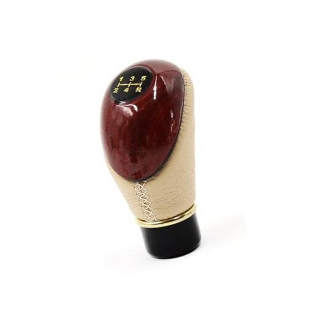 Brown and beige 5-speed manual gear shift knob with numbered shift pattern