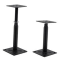 Black adjustable pedestal jack with square base plate and threaded height screw