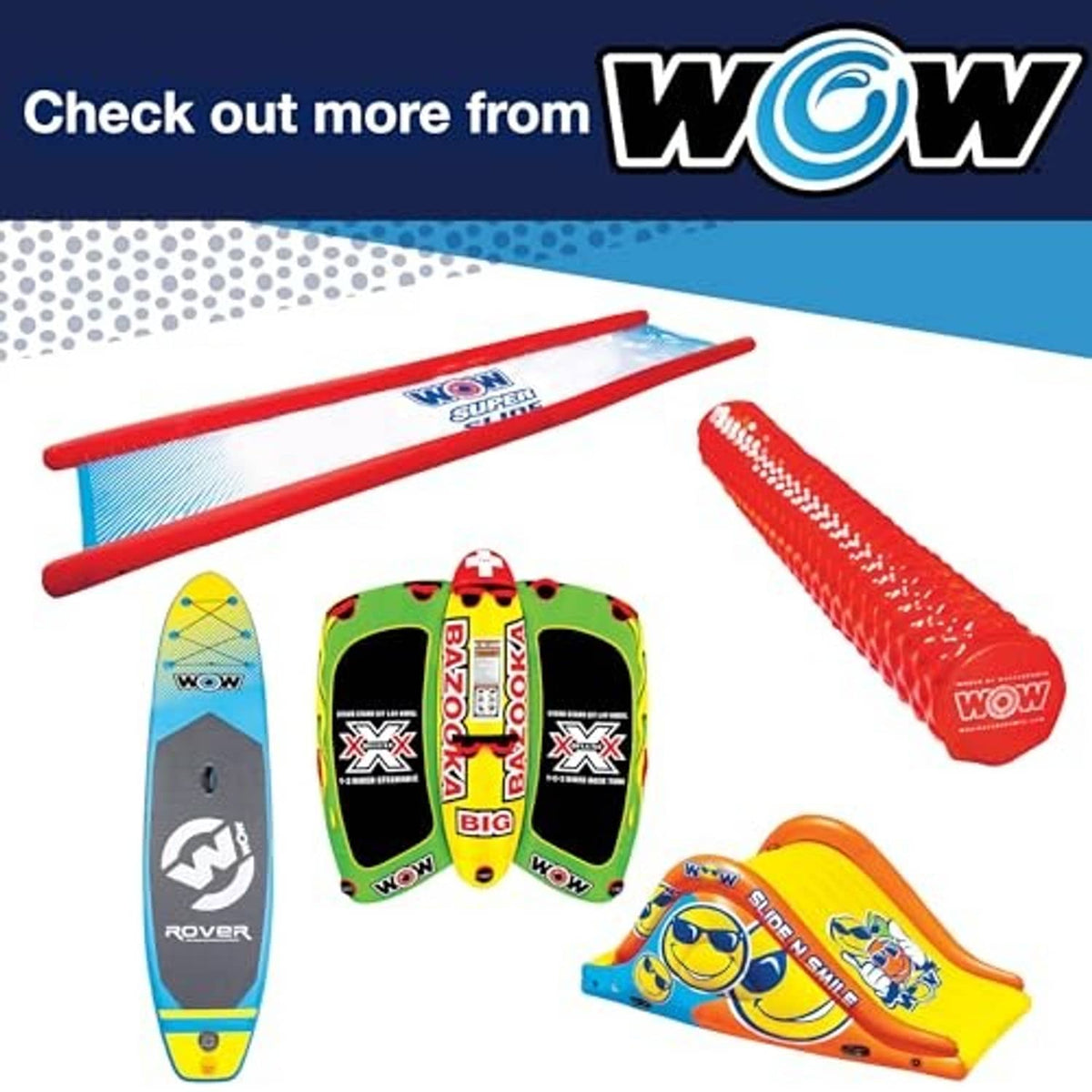 Water sports tow rope and foam buoy accessories shown together on display