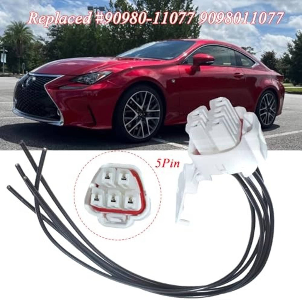 5-pin fuel pump connector pigtail plug with black wire harness and white housing