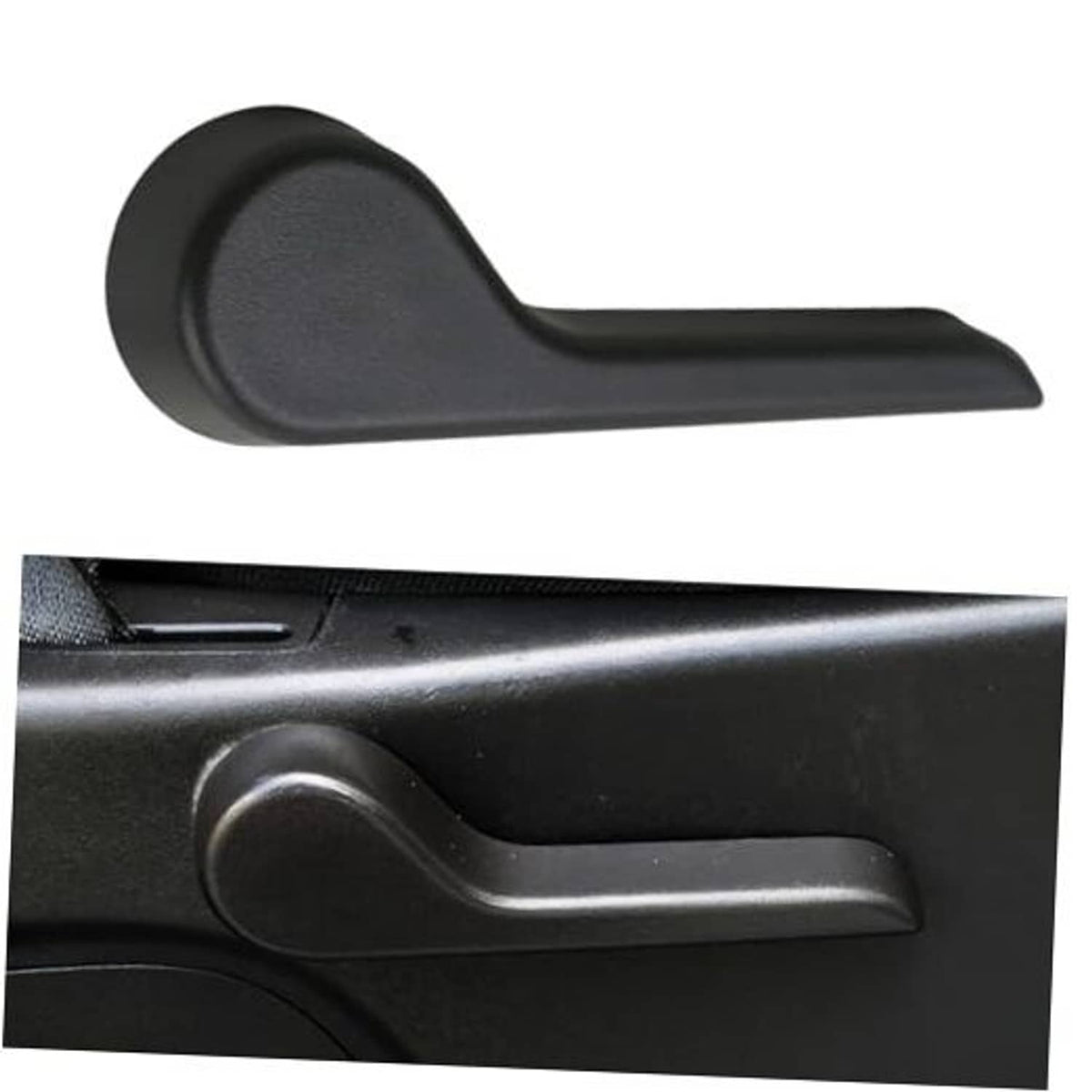 Black seat recliner adjustment handle lever, right-side exterior lever