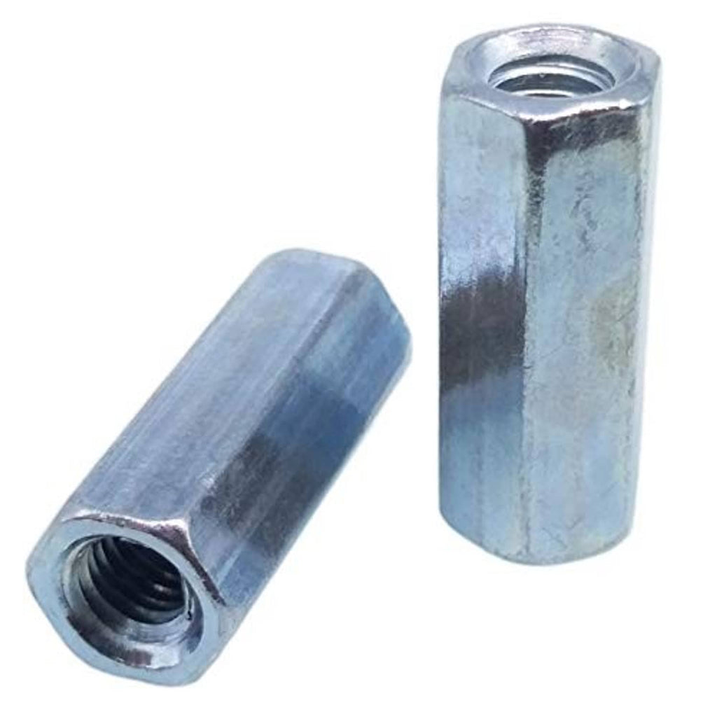 Zinc plated threaded coupling sleeve connectors, close end and side view