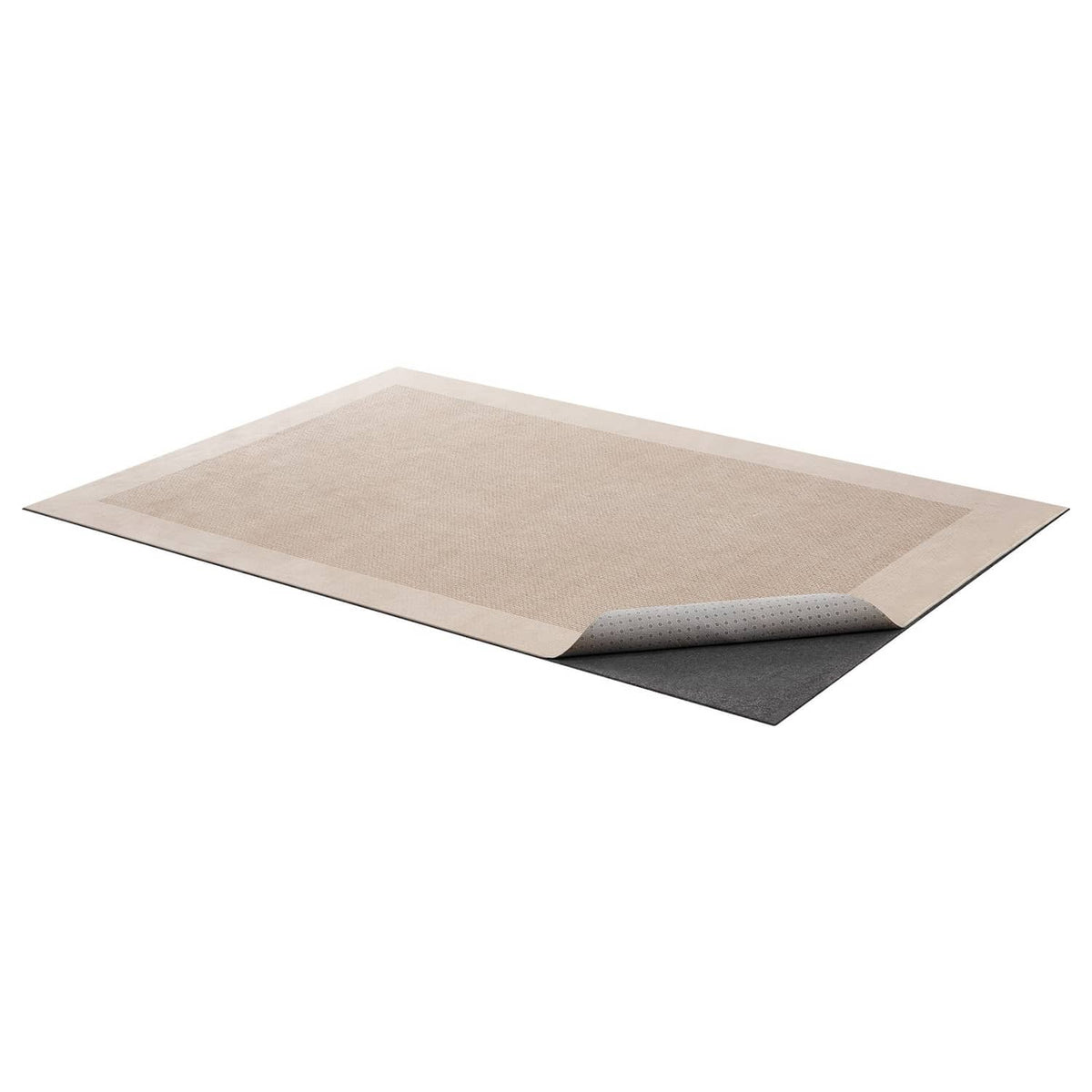 5x7 ft beige felt rug pad with dark rubber non-slip backing