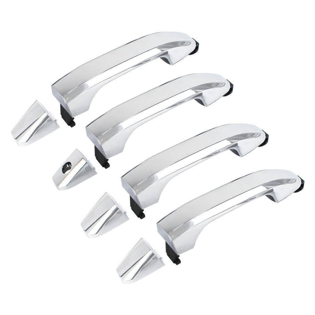 Set of four chrome exterior door handles with black trim clips