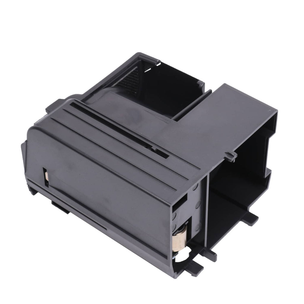 Front retractable cup holder housing with molded compartment and access openings, black