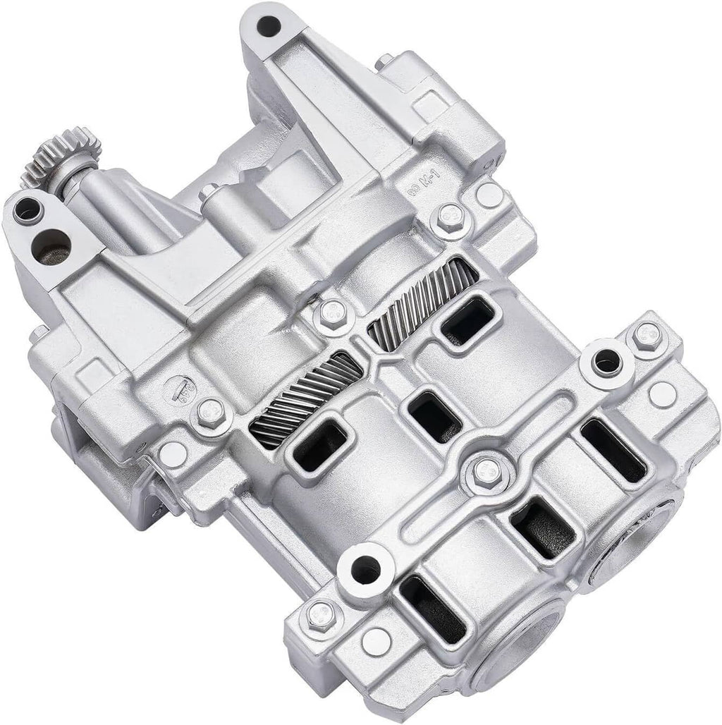 Oil pump balance shaft assembly, silver metal cover with ribbed passages and ports