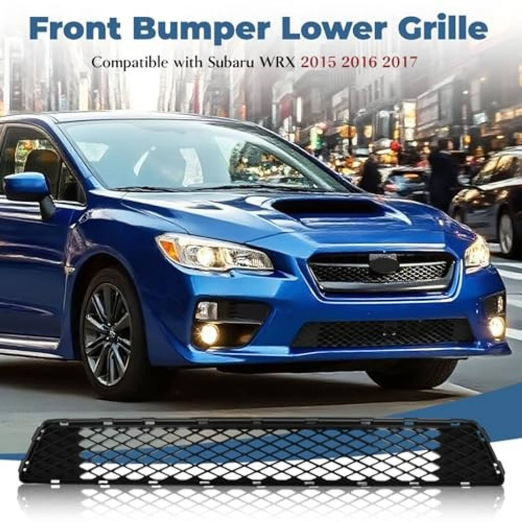 Front bumper lower grille, black with diamond mesh and straight mounting frame