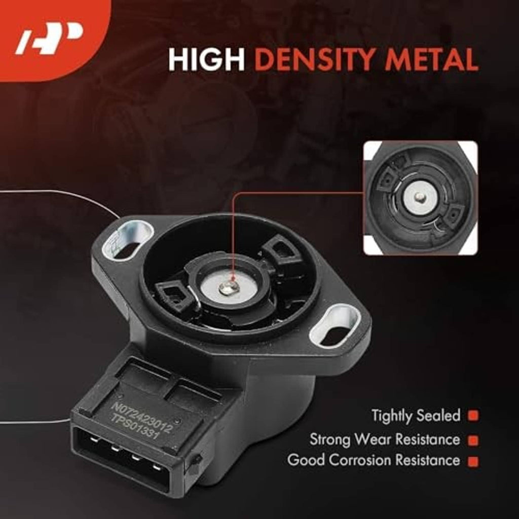 Throttle position sensor with black metal body, sealed design and side port view