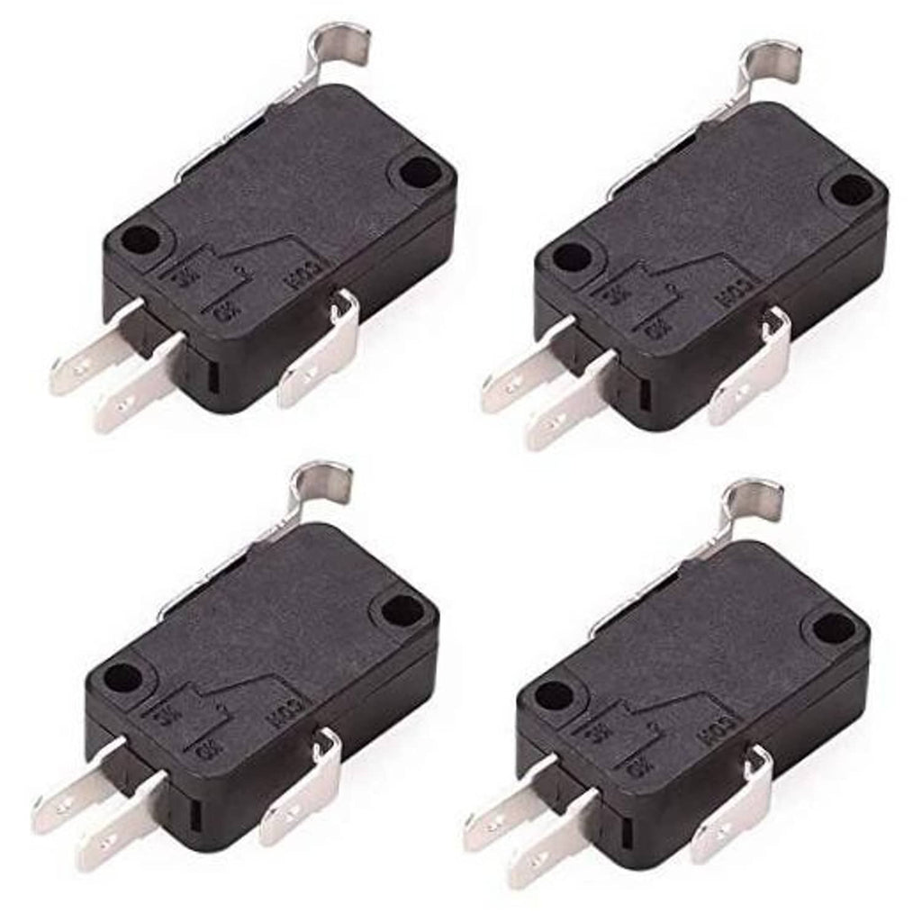 4-pack black micro switches with metal prongs and top mounting lever