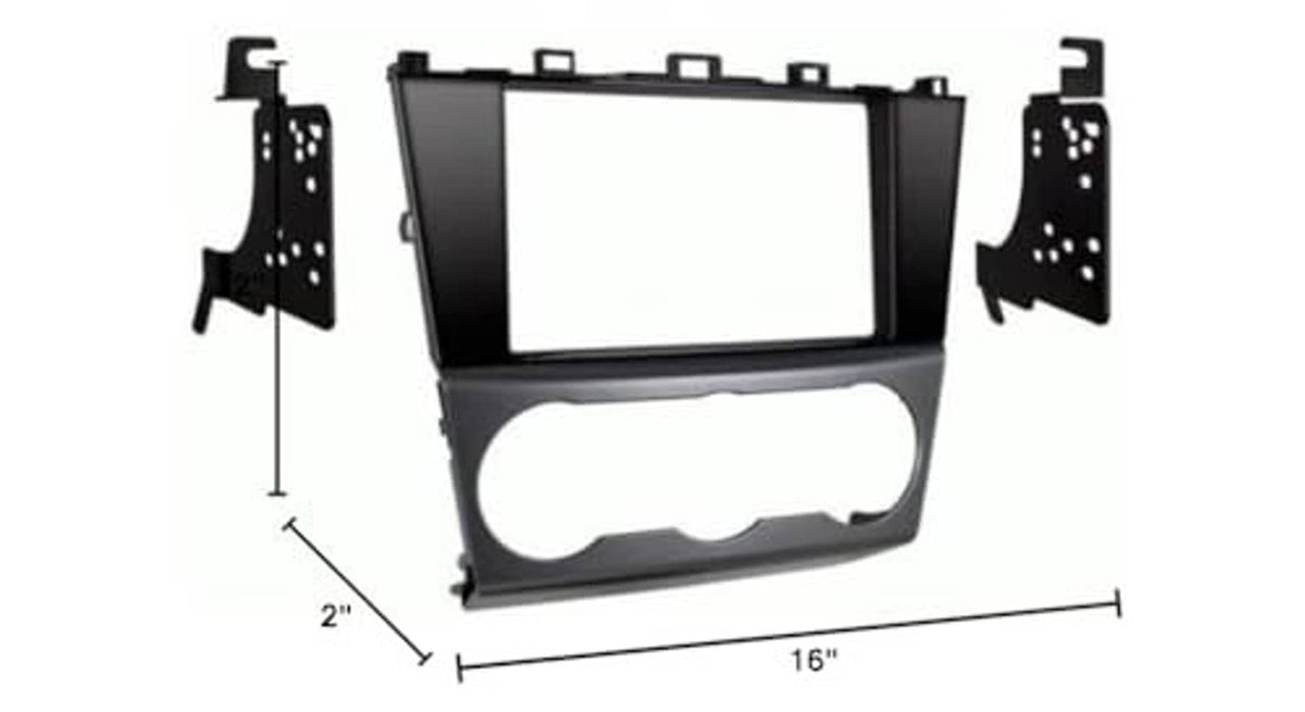Double-DIN dash kit bezel frame and brackets; 2 in and 16 in dimensions