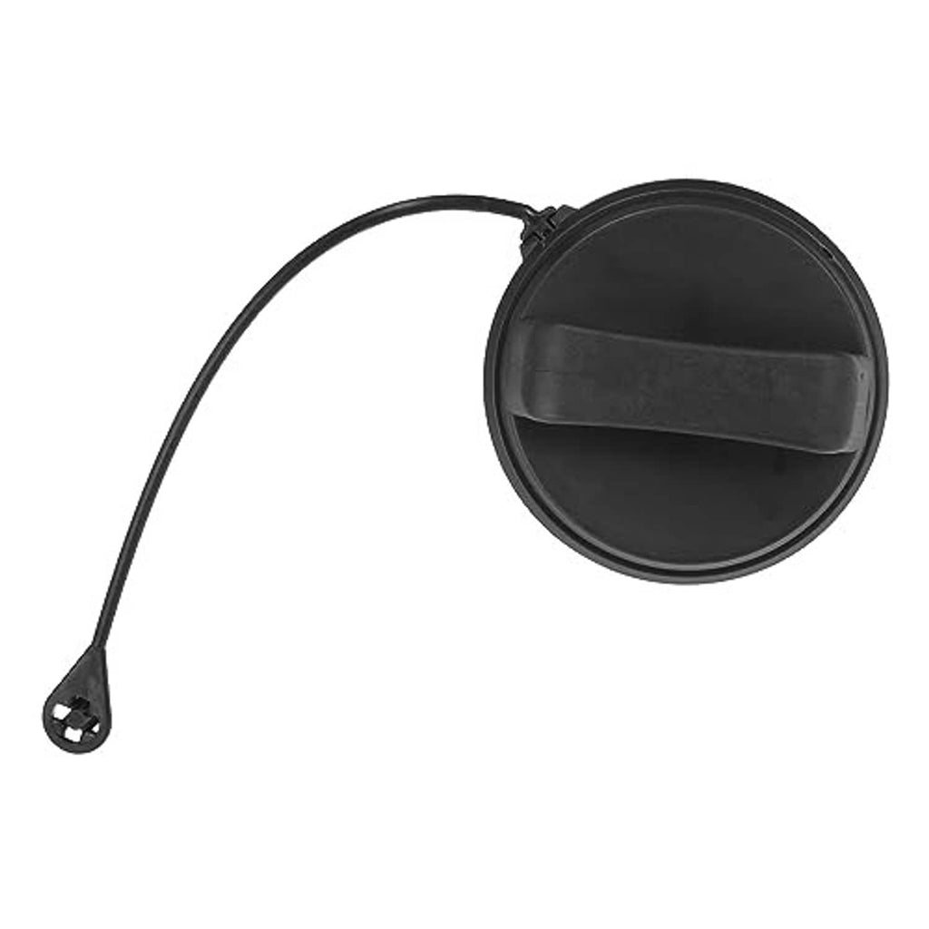 Fuel tank cap cover with black circular lid and connected cable