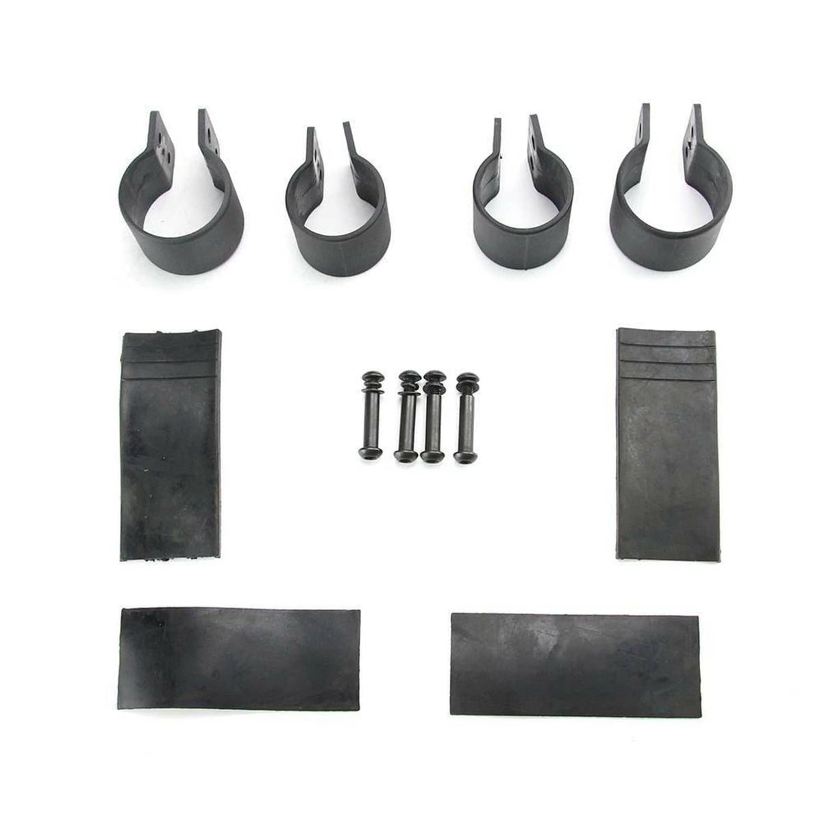 UTV side mirror accessory kit with clips, screws, and mounting pads in black
