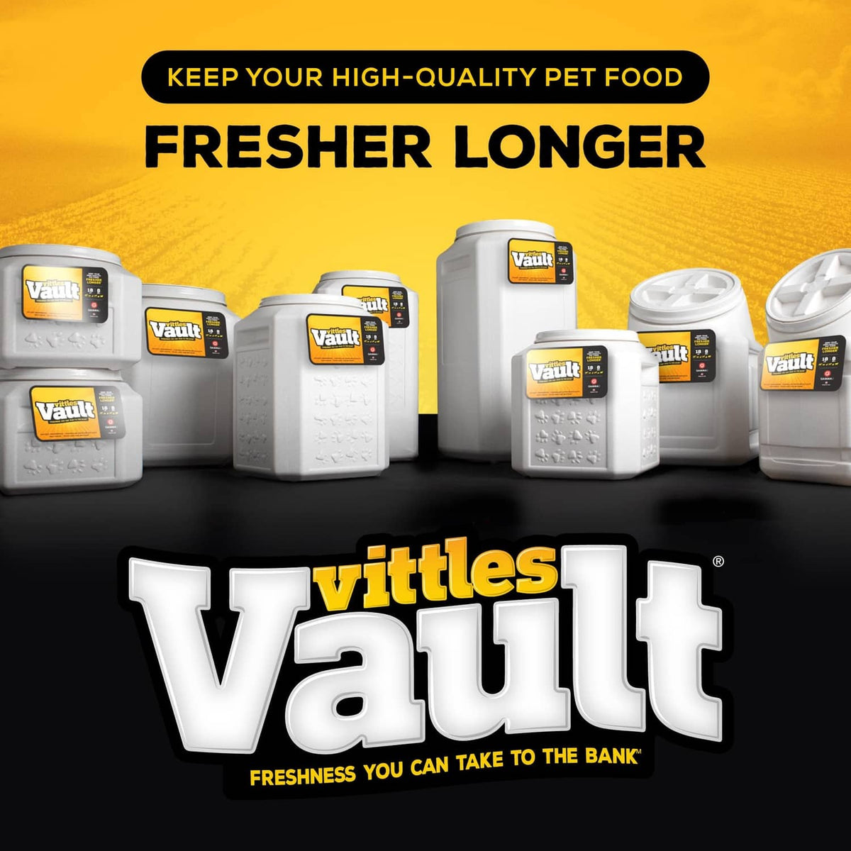 Set of white pet food storage containers with sealed lids