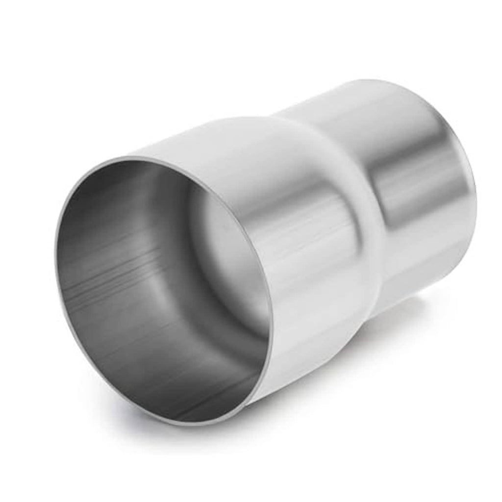 Stainless steel exhaust reducer adapter with tapered ends, silver, 2.5 in to 2.75 in