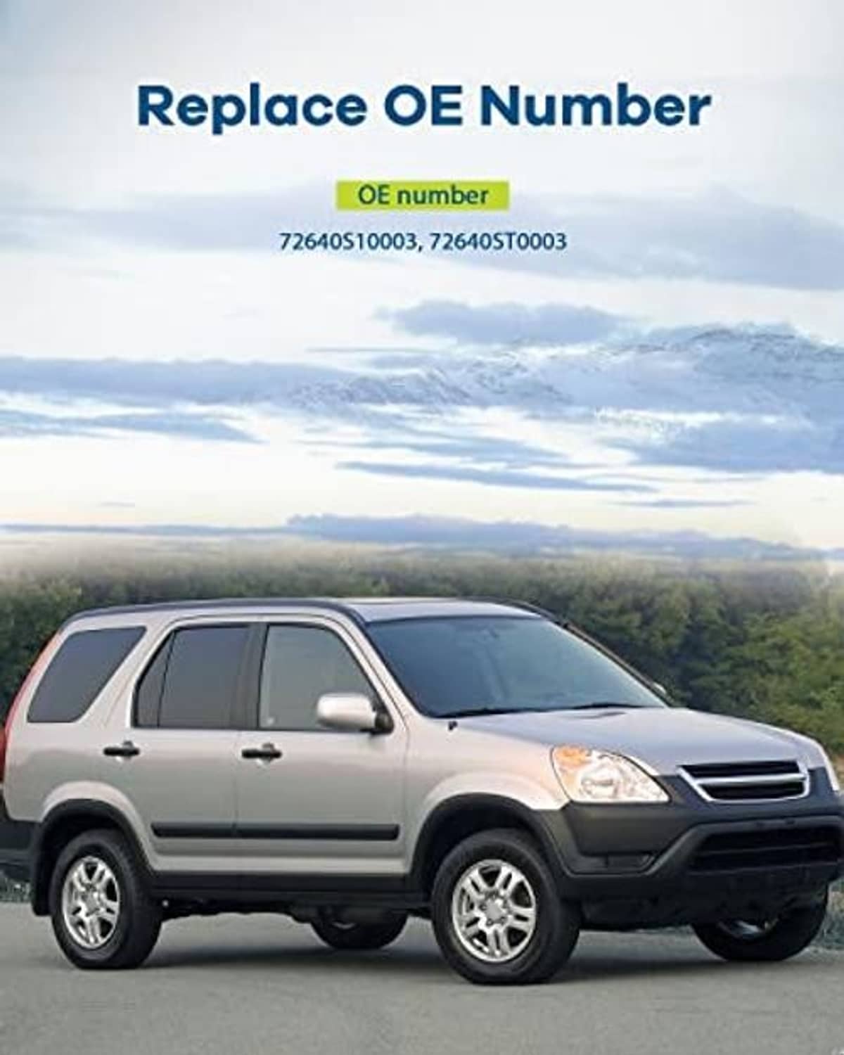 Exterior door handle replacement shown with vehicle and OE number callout