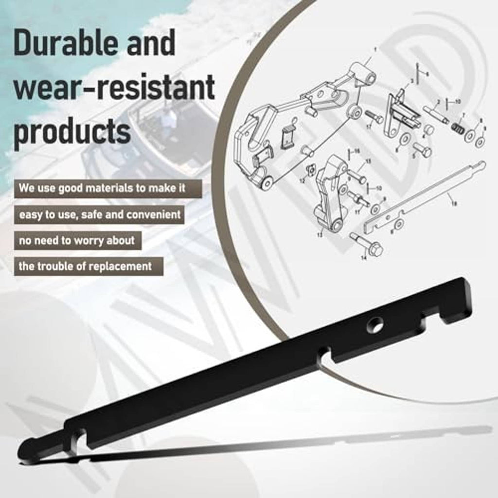 Shift cable adjustment tool, black metal bar with end tabs and mounting hole