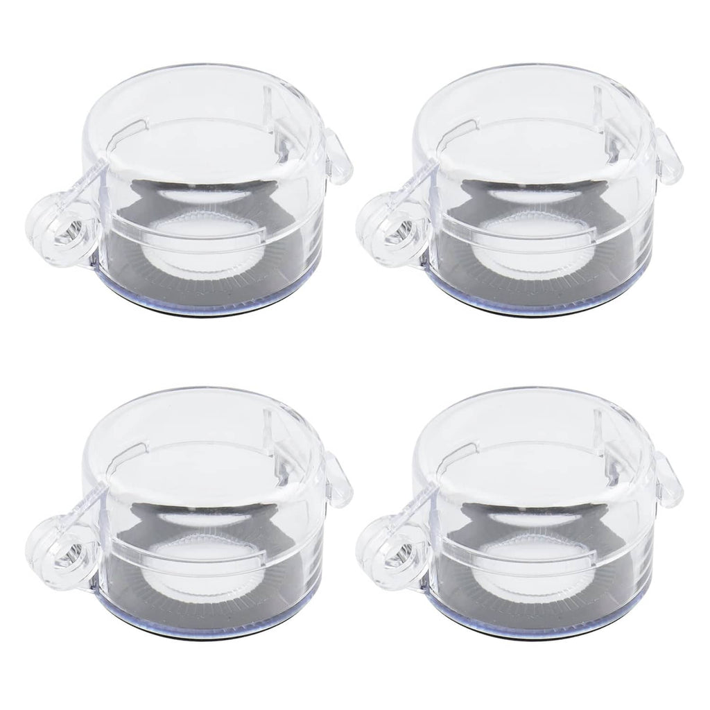 Clear round push-button protective cover with hinged dome and side clamp clips